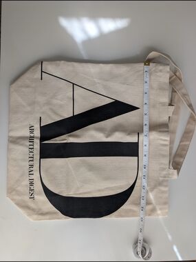 Architectural Digest Canvas Tote Bag in Natural with Black Print